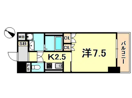 プラネソシエ神戸元町(1K/2階)の間取り写真