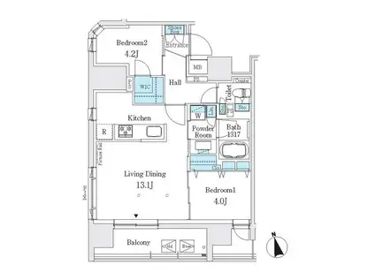 J.GRAN COURT 浅草(2LDK/12階)の間取り写真