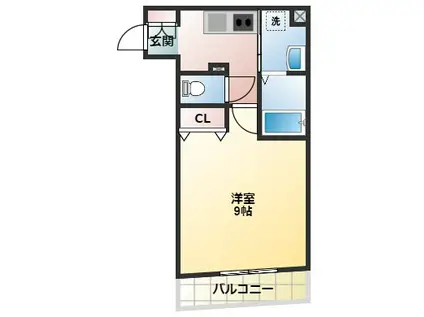 ヴィルウィング(1K/2階)の間取り写真