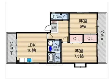 笹川マンション(2LDK/2階)の間取り写真