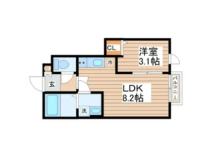 ファインヒルズII(1LDK/1階)の間取り写真