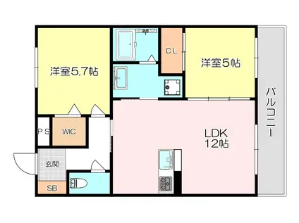 GRACE IRIS(2LDK/2階)の間取り写真