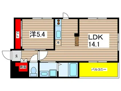 クエルカス日吉(1LDK/1階)の間取り写真