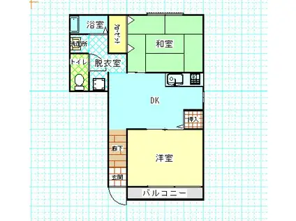 アークヴィレッジ(2DK/1階)の間取り写真