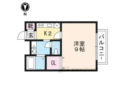 AMOUR一乗寺2棟(1K/1階)の間取り写真