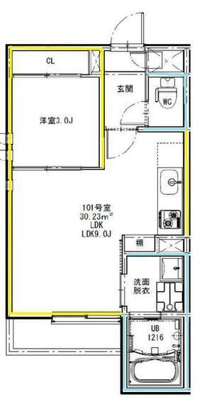 GRANDTIC九品寺(1LDK/1階)の間取り写真