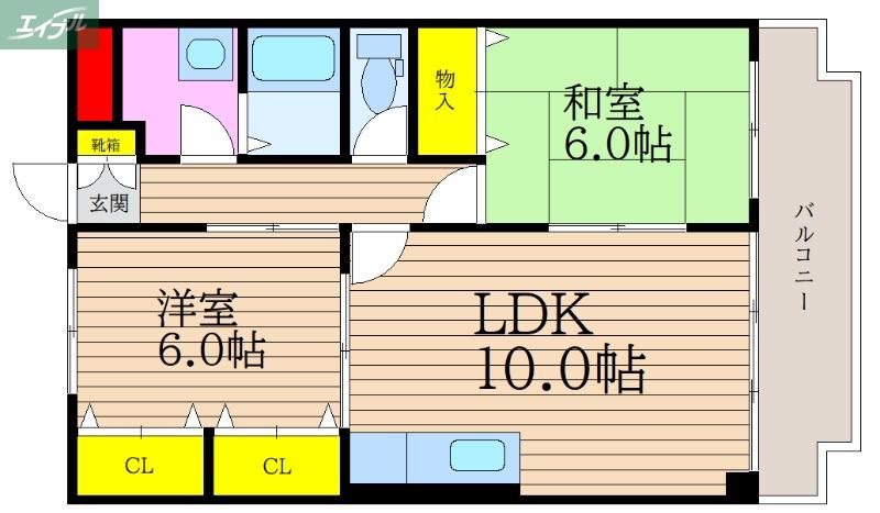 大安寺パークハイム(2LDK/1階)の間取り写真