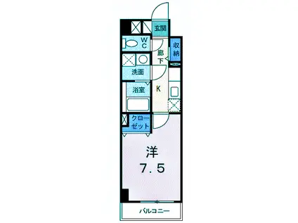 ロングハウス2(1K/3階)の間取り写真