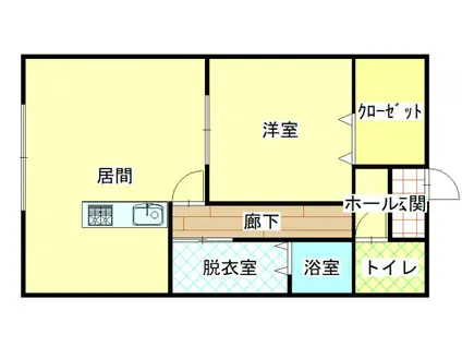 HAPPY(1LDK/1階)の間取り写真