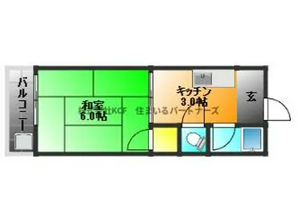 野中ハイツ(1K/2階)の間取り写真