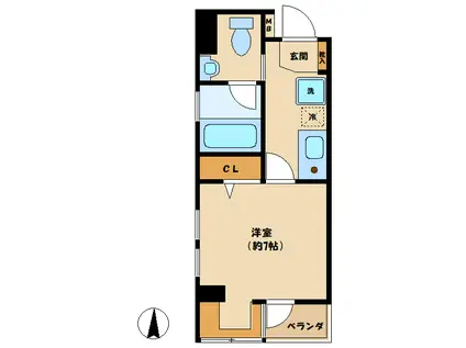 クレール・ジャルダン(1K/4階)の間取り写真