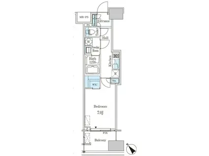 レガシス中目黒(1K/8階)の間取り写真