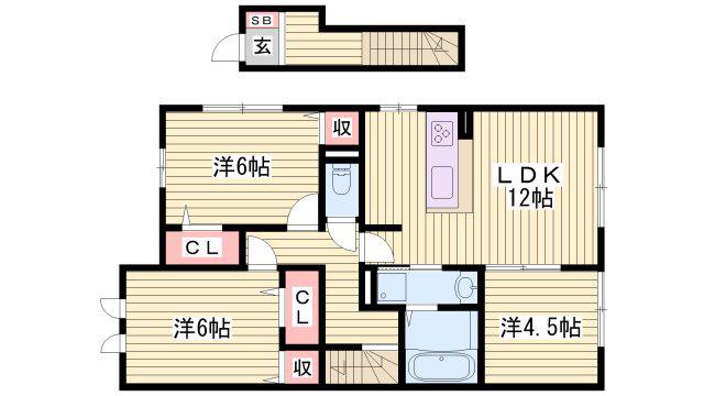 ベルビュウ(3LDK/2階)の間取り写真