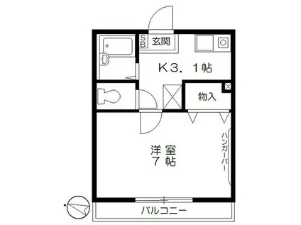 カーサK(1K/2階)の間取り写真