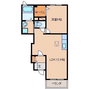 グラース(1LDK/1階)の間取り写真