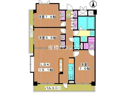 レジデンス富士(3LDK/2階)の間取り写真