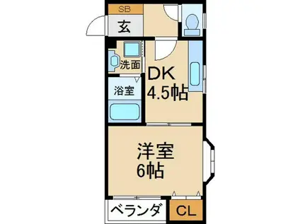 パルコート片鉾本町(1DK/1階)の間取り写真