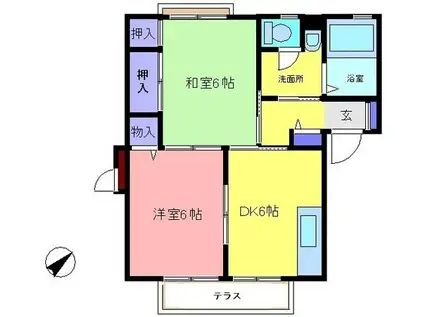 アイシマハウスC(2DK/1階)の間取り写真