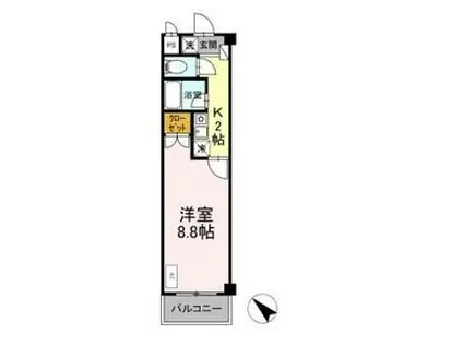 タイムD1(1K/3階)の間取り写真