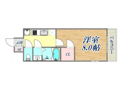 エスリード神戸レジデンス(1K/4階)の間取り写真