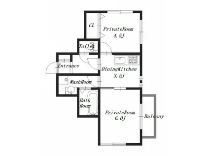 吉岡ハイツ(2K/2階)の間取り写真