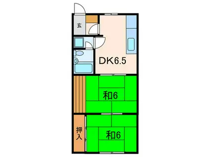 安倉ハイツ(2DK/2階)の間取り写真