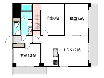 タイガーウイングマンション(3LDK/4階)の間取り写真