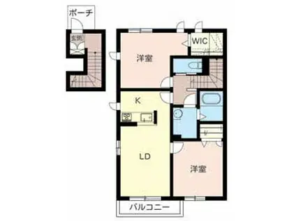 クレスト下加茂(2LDK/2階)の間取り写真