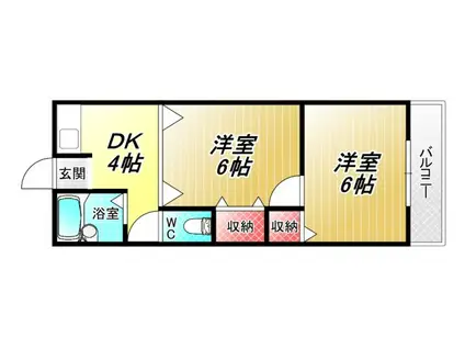 YOUハイム俊徳(2DK/1階)の間取り写真