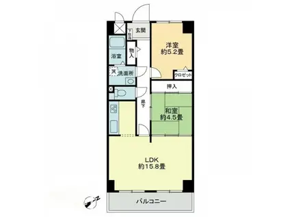 エスポワール辻(2LDK/2階)の間取り写真