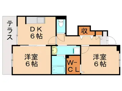 イースト・グレース大嶋(2DK/1階)の間取り写真
