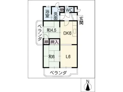 グリーンハイツ新栄(2LDK/4階)の間取り写真
