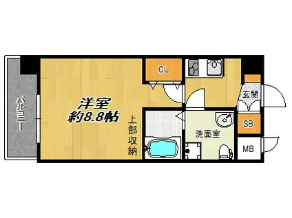 CASSIA十三(1K/8階)の間取り写真