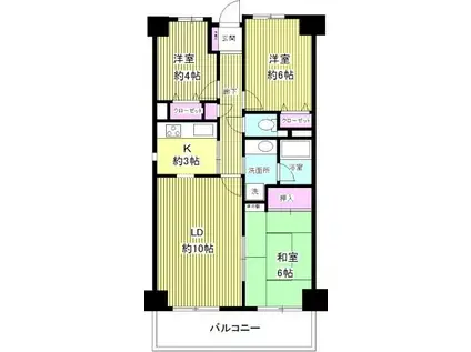 クレストヒル中野木(3LDK/1階)の間取り写真