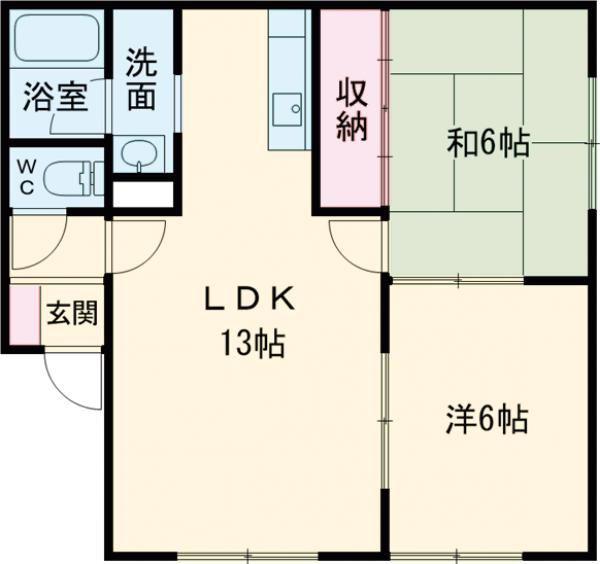 ソフィール本通(2LDK/2階)の間取り写真