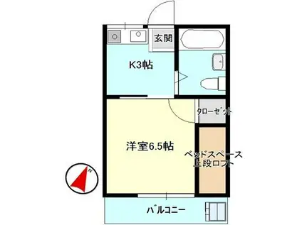 BA春日I(1K/2階)の間取り写真