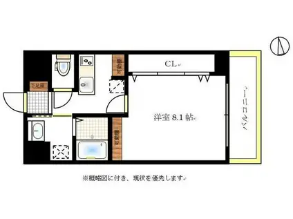 アロウル東古松(1K/6階)の間取り写真