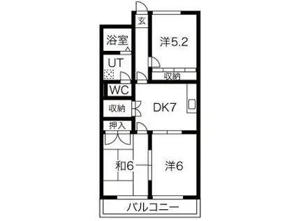 スカイハイツイトー(3DK/3階)の間取り写真