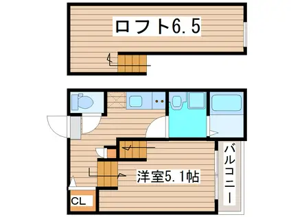 ハーモニーテラス大和町III(ワンルーム/2階)の間取り写真