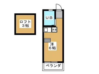 ハイム岩口(ワンルーム/2階)の間取り写真