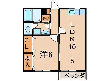 シャトルブラン(1LDK/1階)の間取り写真