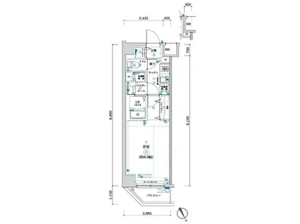 MAXIV CROS梅島(1K/1階)の間取り写真
