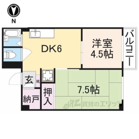 サンレイディアンスOKUDA(2DK/4階)の間取り写真