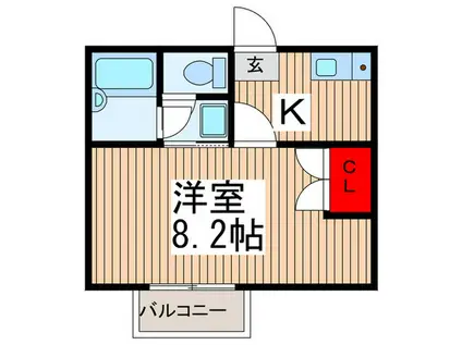 コーポカキザキ(1K/1階)の間取り写真