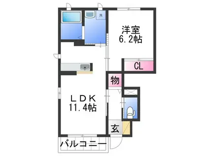ガーデンハイツ(1LDK/1階)の間取り写真