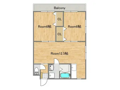 セルリアンビレッジハイツ(2LDK/2階)の間取り写真