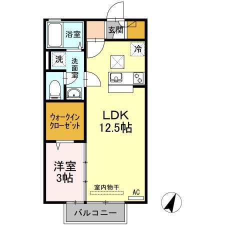 ヴェルデ津森(1LDK/1階)の間取り写真