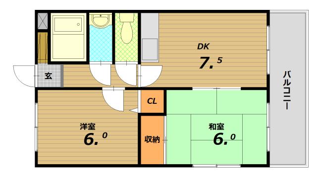 ロイヤル阪神(2DK/5階)の間取り写真