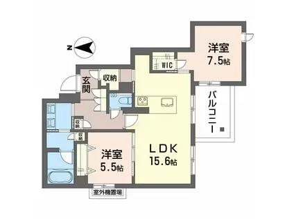 エクラージュ花町(2LDK/2階)の間取り写真