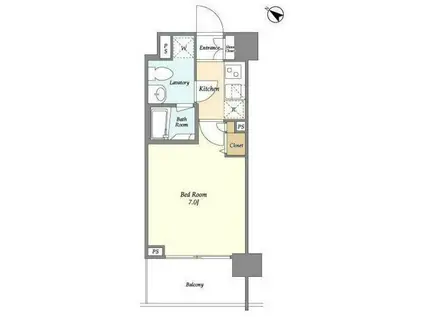 KDXレジデンス市川(1K/1階)の間取り写真